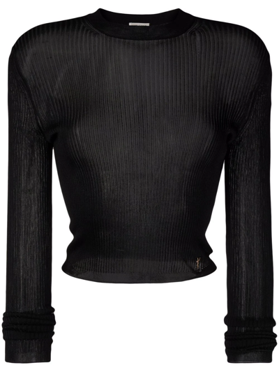 Saint Laurent Ribbed Knit Jumper In Schwarz