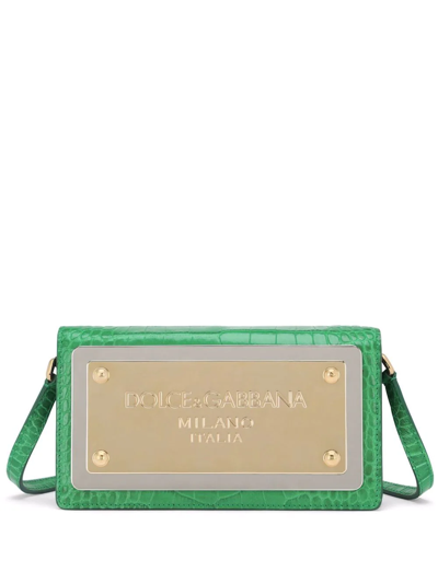 Dolce & Gabbana Branded Maxi-plate Mini Bag In Green