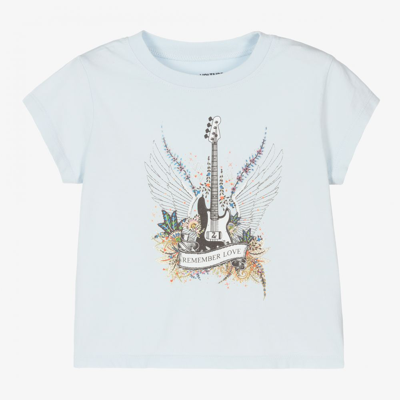 Zadig & Voltaire Kids' Girls Pale Blue Guitar T-shirt