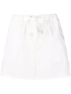 Moncler White High Waist Drawstring Shorts In White