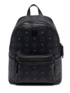 Mcm Men's Logo Monogram Medium Leather Backpack In Nero