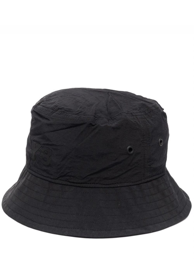 Y-3 Ripstop Drawstring Black Bucket Hat In Nero