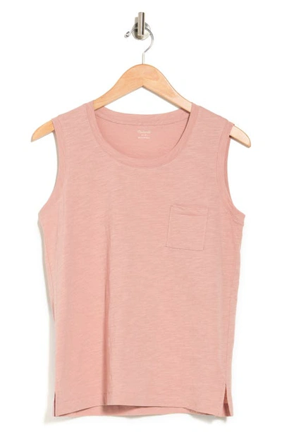 Madewell Whisper Cotton Crewneck Pocket Muscle Tank In Gentle Blush