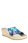 Impo Normi Crisscross Espadrille Platform Wedge Sandal In Caribbean Blue Multi