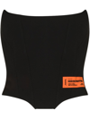 Heron Preston Logo-patch Strapless Corset Top In Nero