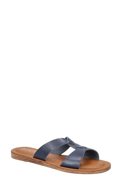 Bella Vita Dov-italy Womens Leather Slip On Slide Sandals In Blue