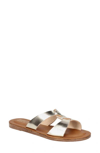 Bella Vita Dov-italy Womens Leather Slip-on Slide Sandals In Silver