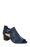Bella Vita Illiana Womens Leather Perforated Block Heel In Navy