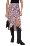 Maje Printed Viscose Asymmetric Skirt In Pink Paisley