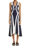 Partow Ayla Colorblock Sleeveless Wool Midi Dress In Navy Snow