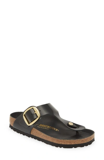 Birkenstock Gizeh Big Buckle High Shine Sandals In Black