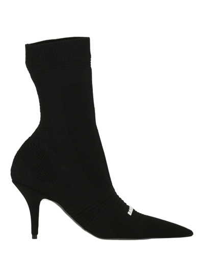 Balenciaga Womens Blk/white Knife 2.0 Logo-print Stretch-knit Sock Boots 3 In Black