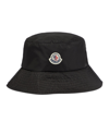 Moncler Black Logo Bucket Hat In Black
