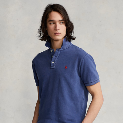 Polo Ralph Lauren Custom Slim Fit Spa Terry Polo Shirt In Blue