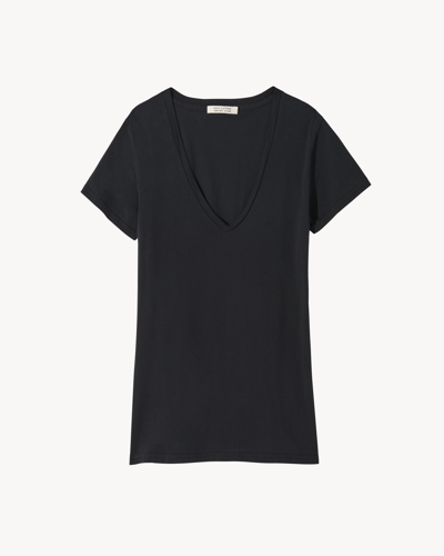 Nili Lotan Carol Vneck Tee Shirt In Jet Black