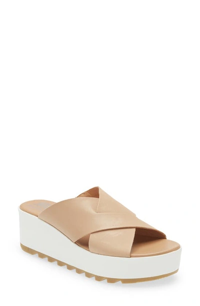 Sorel Cameron Flatform Mule Sandals In Beige