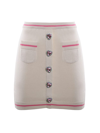 Chiara Ferragni Mini Skirt In Cotton With Ribbed Inserts In Soft Pink