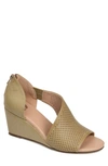 Journee Collection Aretha Perforated Wedge Sandal In Taupe