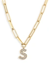 Nadri Pavé Initial Pendant Necklace In Gold S