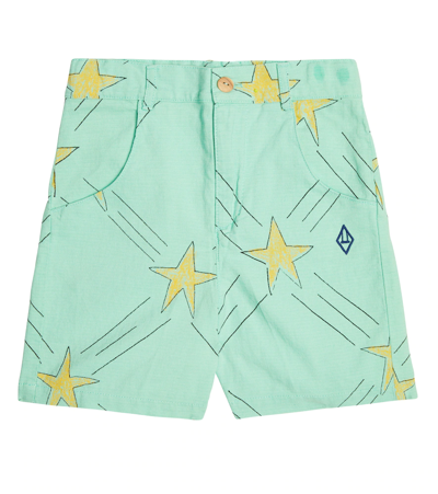 The Animals Observatory Kids' Pig Cotton And Linen Shorts In Green