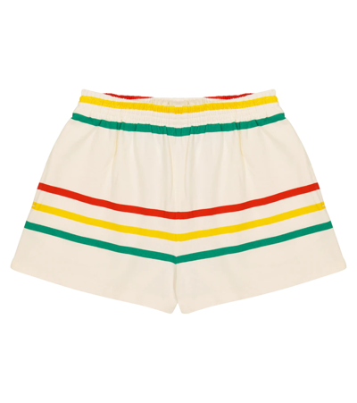 The Animals Observatory Kids' Poodle Striped Cotton Shorts In White