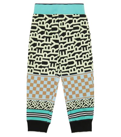 Burberry Kids' Montage Print Track Pants In Jade Blue