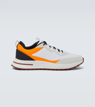 Loro Piana Men's Weekend Walk Performance Mesh Low-top Sneakers In Freeze Mango