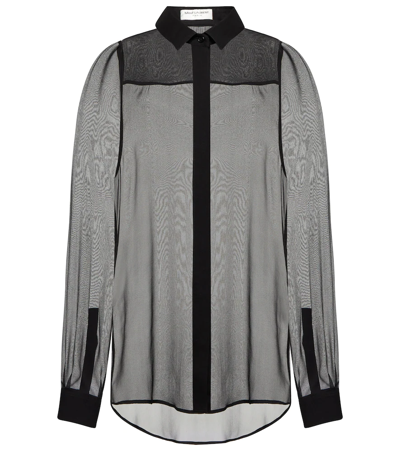 Saint Laurent Sheer Silk Shirt In Noir