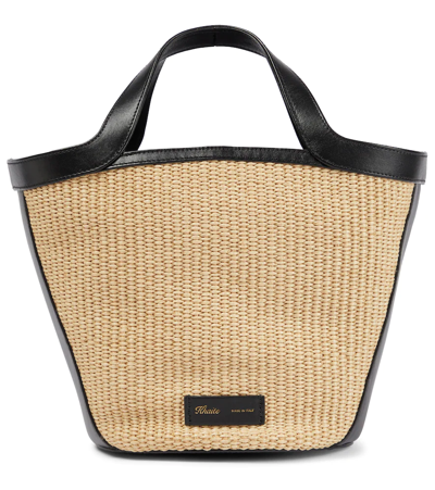 Khaite Nora Small Raffia And Leather Tote In 121 Natural