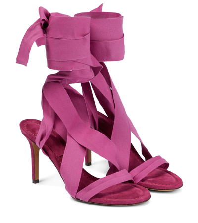 Isabel Marant Arieli Canvas And Suede Sandals In Fuchsia