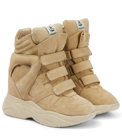 Isabel Marant 90mm Balskee Suede High-top Sneakers In Beige