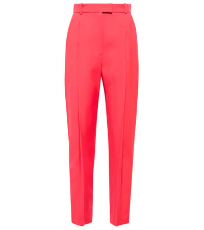 Alexander Mcqueen High-rise Virgin Wool Tapered Pants In Neon Pink