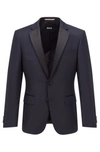 Hugo Boss Tuxedo Jacket In Virgin-wool Serge In Dark Blue