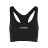Jil Sander Black Sports Bra With Logo Lettering On The Front In Tech Fabric Stretch Woman In Black