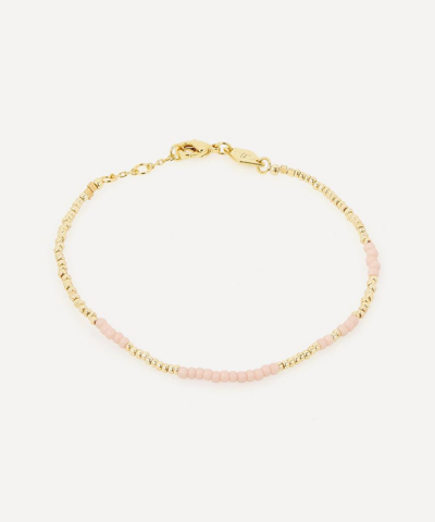 Anni Lu Asym 18ct Yellow Gold-plated Brass And Glass Bead Bracelet In Soft Rose