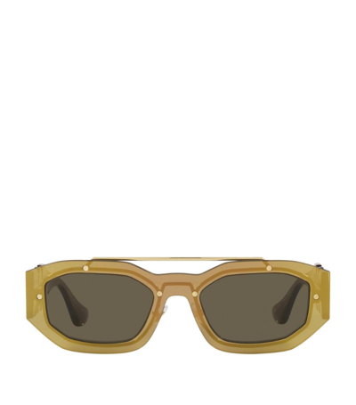 Versace Ve2235 Transparent Brown Mirror Gold Male Sunglasses