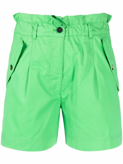 Kenzo High-waisted Elastic Waist Shorts In Green