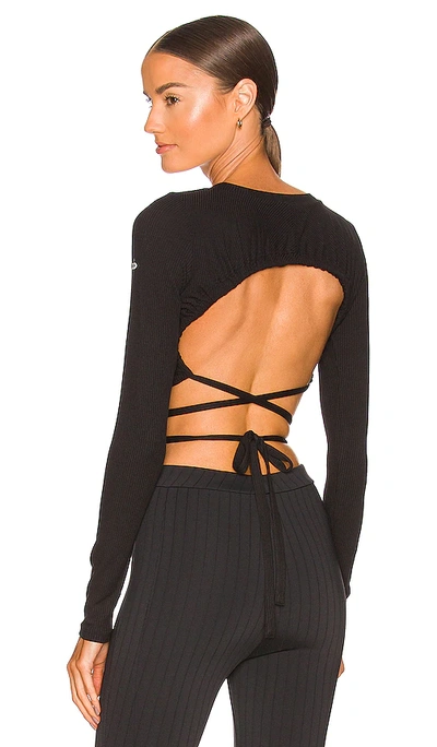 Alo Yoga Ribbed Wrap It Up Top In Black