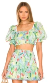 Charo Ruiz Graphic-print Ruffled Crop Top In Green