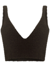 Nanushka Zosia Bouclé-knit Merino Wool-blend Bra Top In Brown
