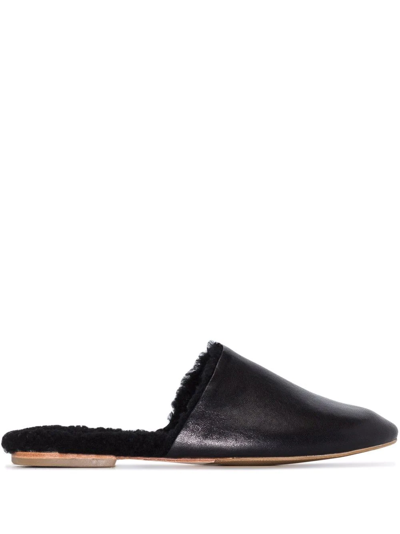 Deiji Studios Black The Soft Leather Slippers