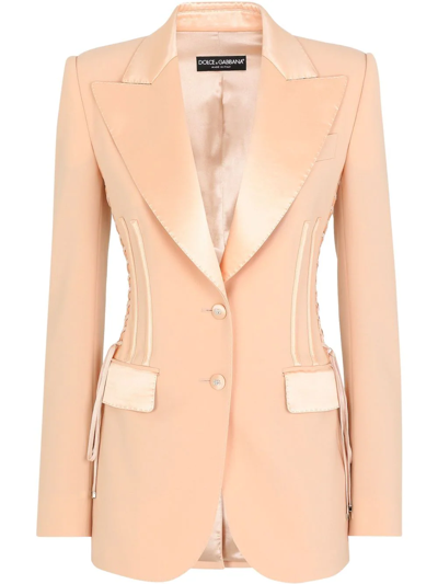 Dolce & Gabbana Single-breasted Corset-tie Blazer In Pink