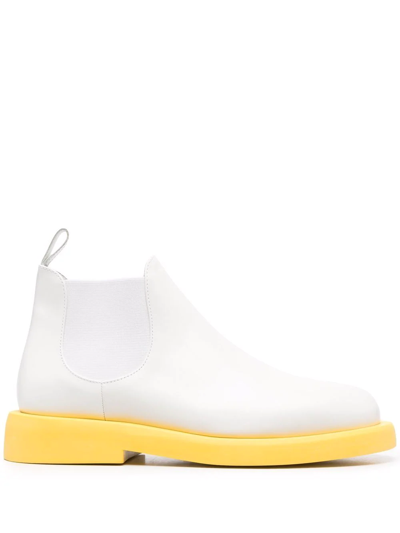 Marsèll Two-tone Leather Ankle Boots In White