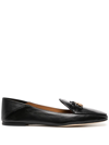 Tory Burch Logo-charm Flat Loafers In Black