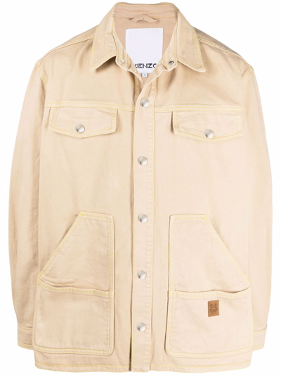 Kenzo Cotton Shirt Jacket In Nude