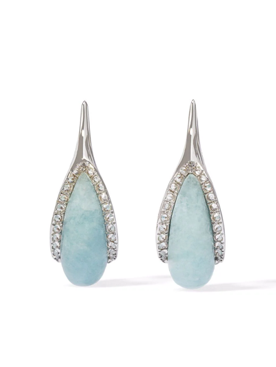 Annoushka 18kt White Gold Aquamarine Diamond Hoop Earrings In Silver