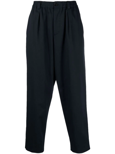 Marni Embroidered-logo Drop-crotch Trousers In Black