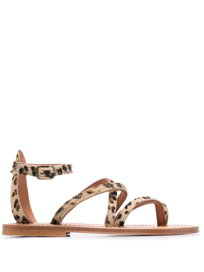 Kjacques Leopard Print Ankle-strap Sandals In Animal Print