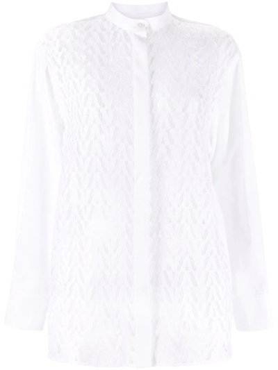 Valentino Optical Illusion Pattern Lace Shirt In White
