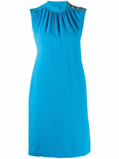 Moschino Ruched Shift Dress In Blau